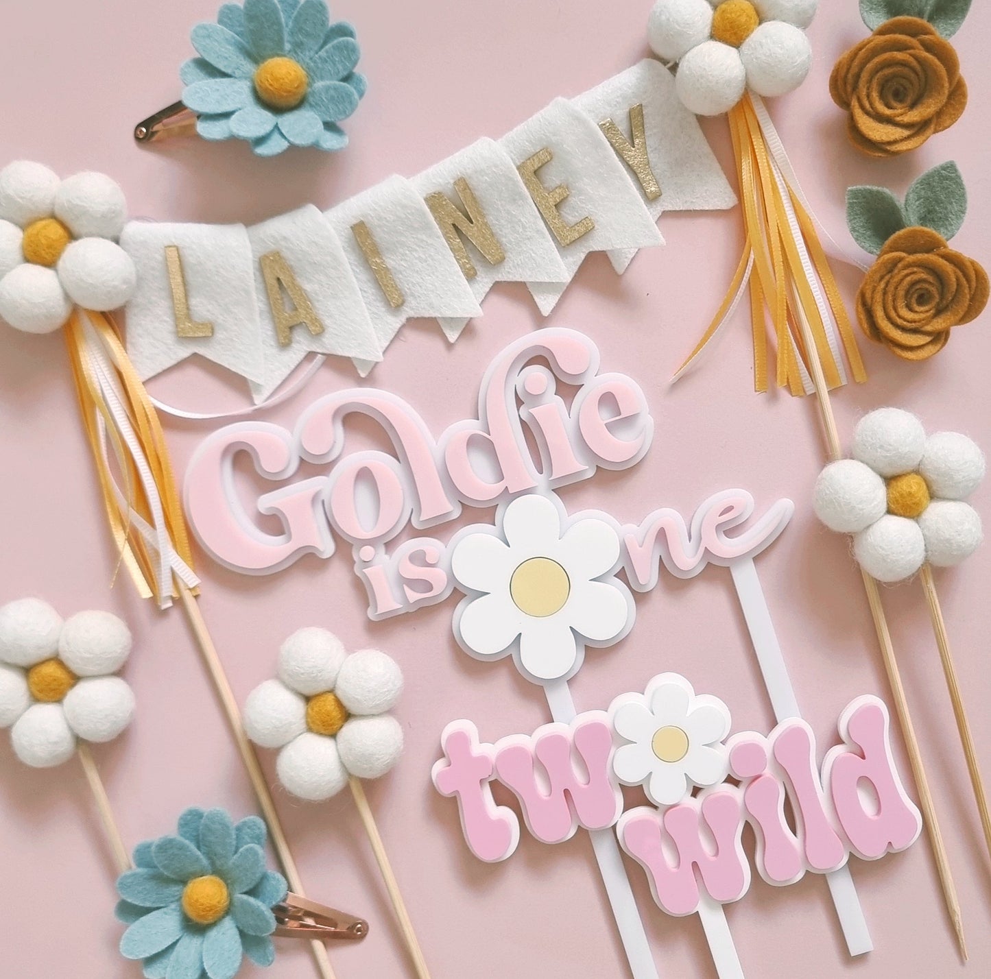 Retro Vibe 4 layer Acrylic Topper with or without daisies