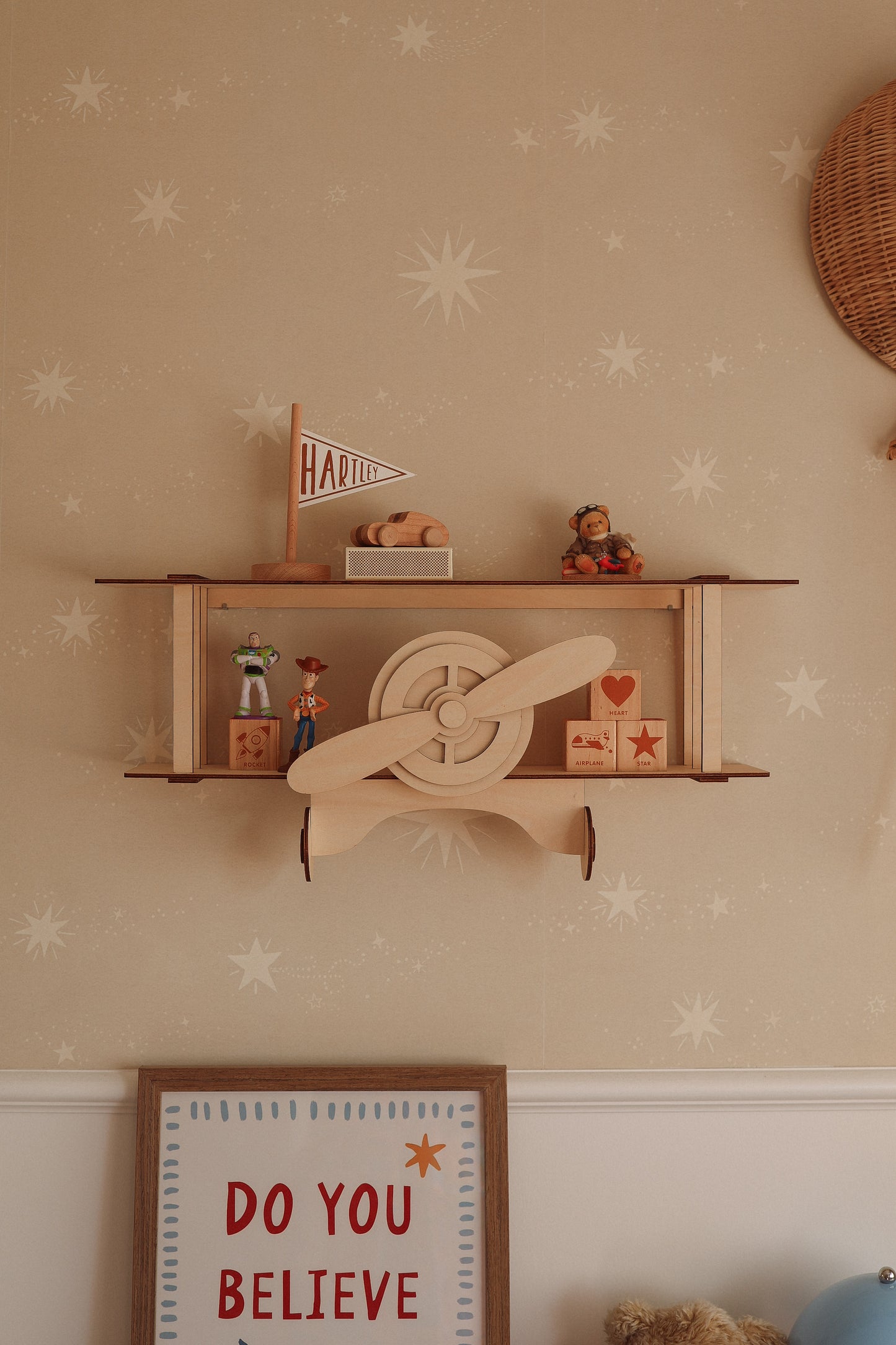 Wooden Airplane Shelf