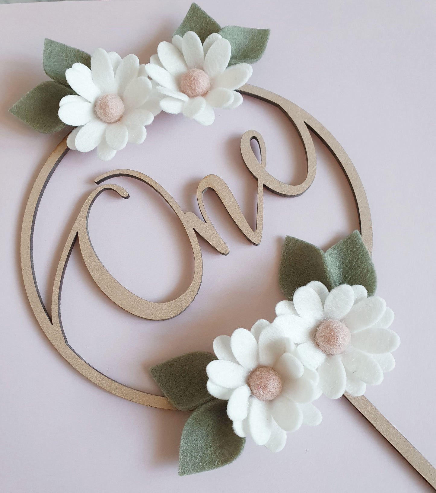 Daisy Script Number Cake Topper ~ White