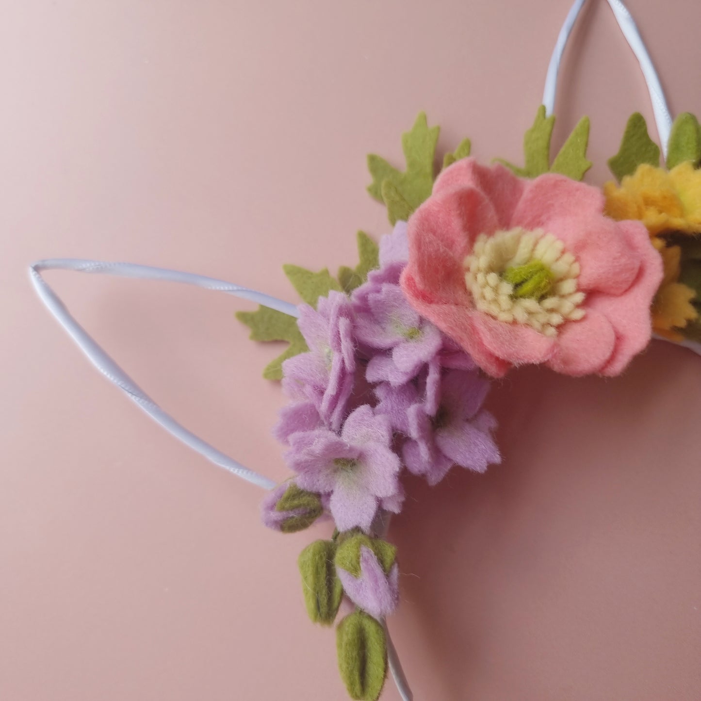 Spring Poppy Blossom Metal Headband Bunny Ears