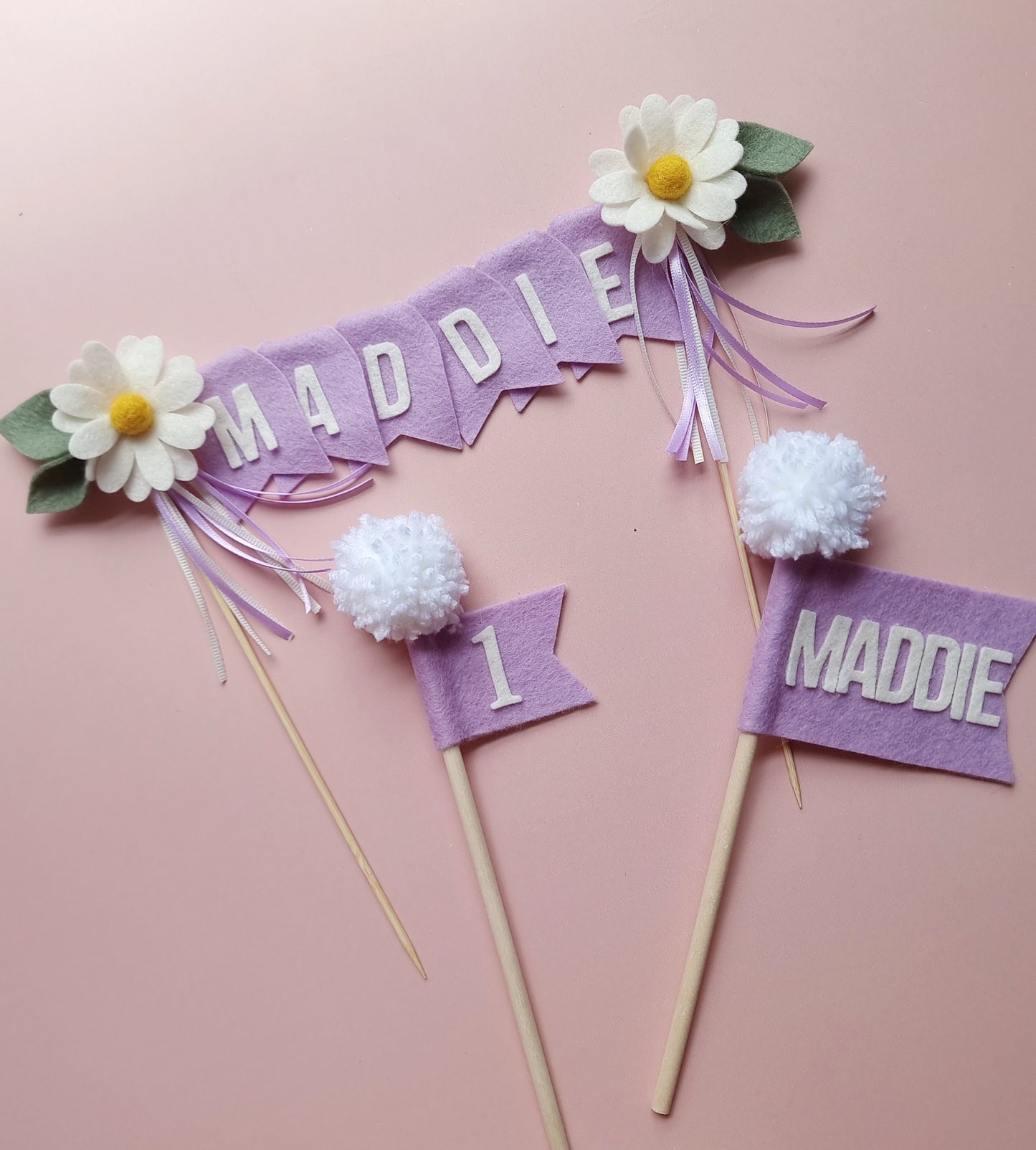 Lovely Lilac Daisy Clip Cake Topper