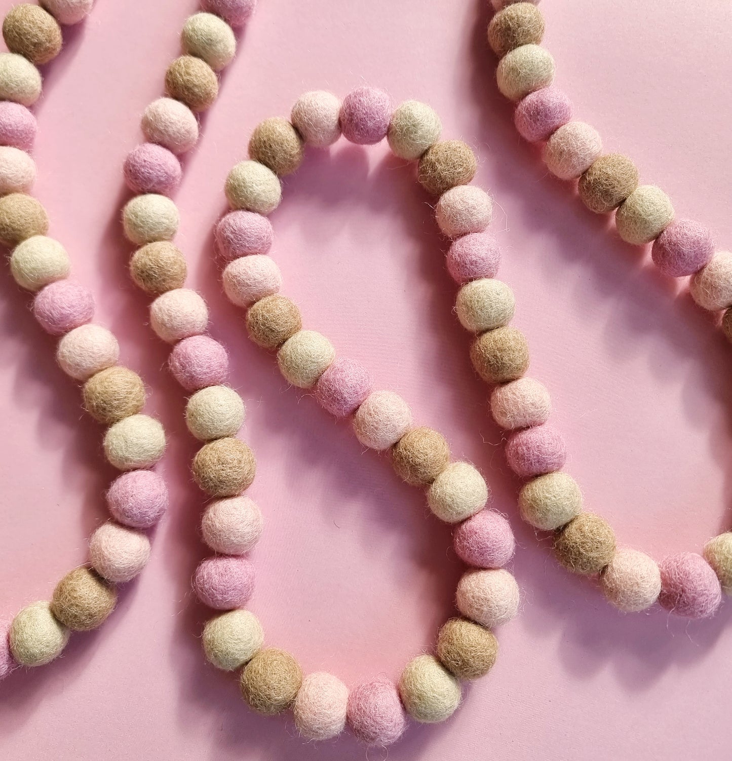 Neutral Pink Felt Ball Garland