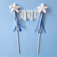 Blue and white star Personalised Cake Topper