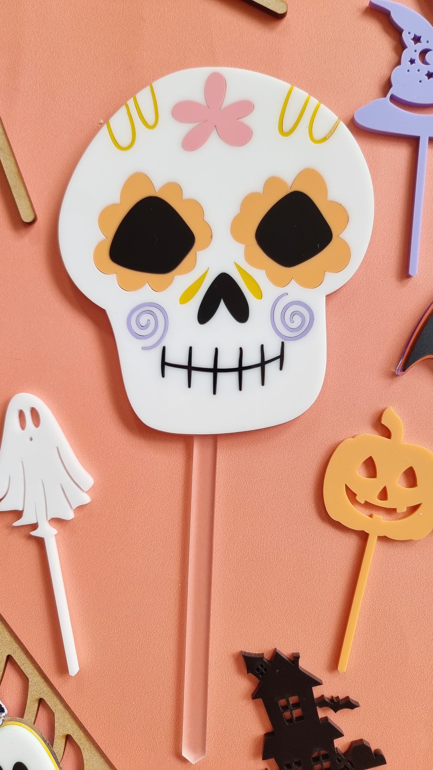 Day of the Dead Cute Skull Topper