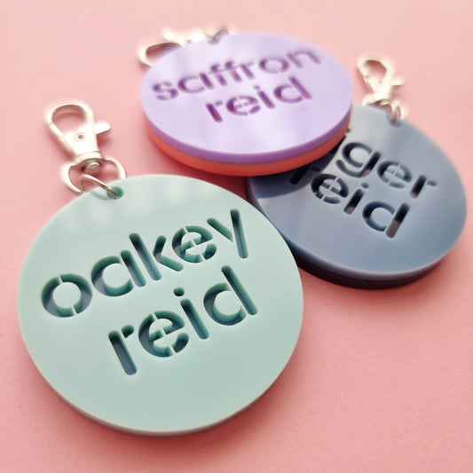 Round personalised double layer bag tag