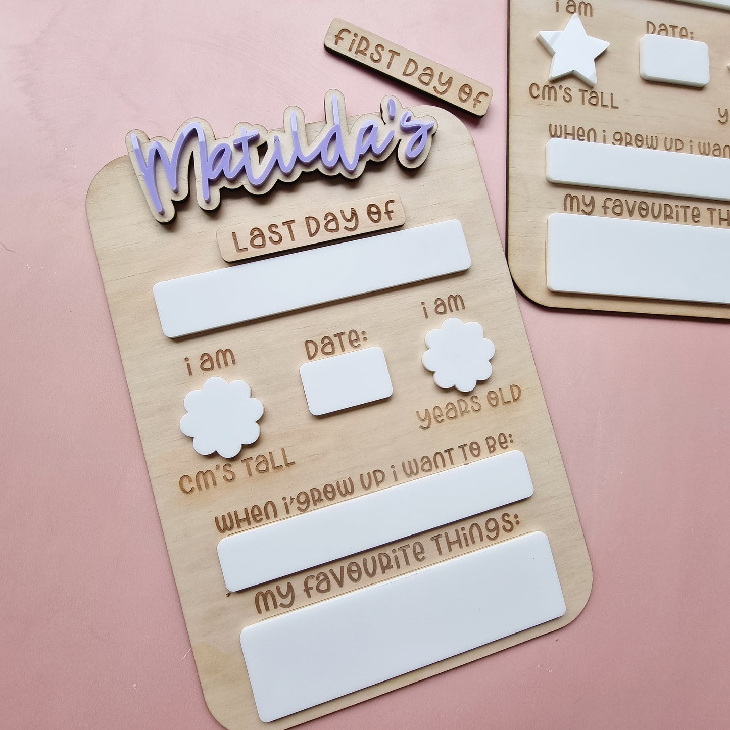 Personalised Interchangeable First/Last Day of school board