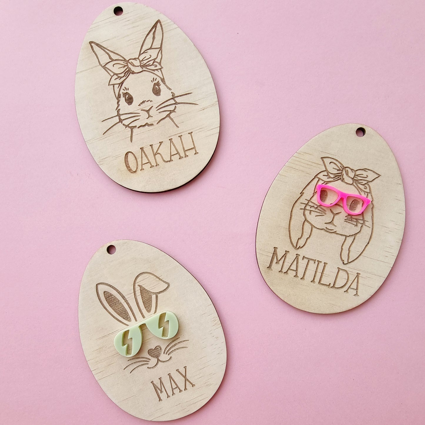 Personalised Bunny With Glasses Easter Bag Tag ~ 4 Styles