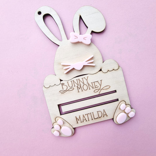 Personalised Bunny Money Holder with or without bow