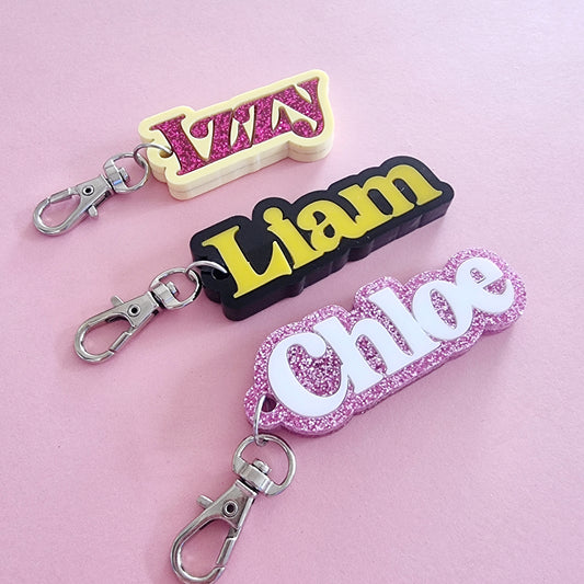 Small Personalised Bag Tag Bold font
