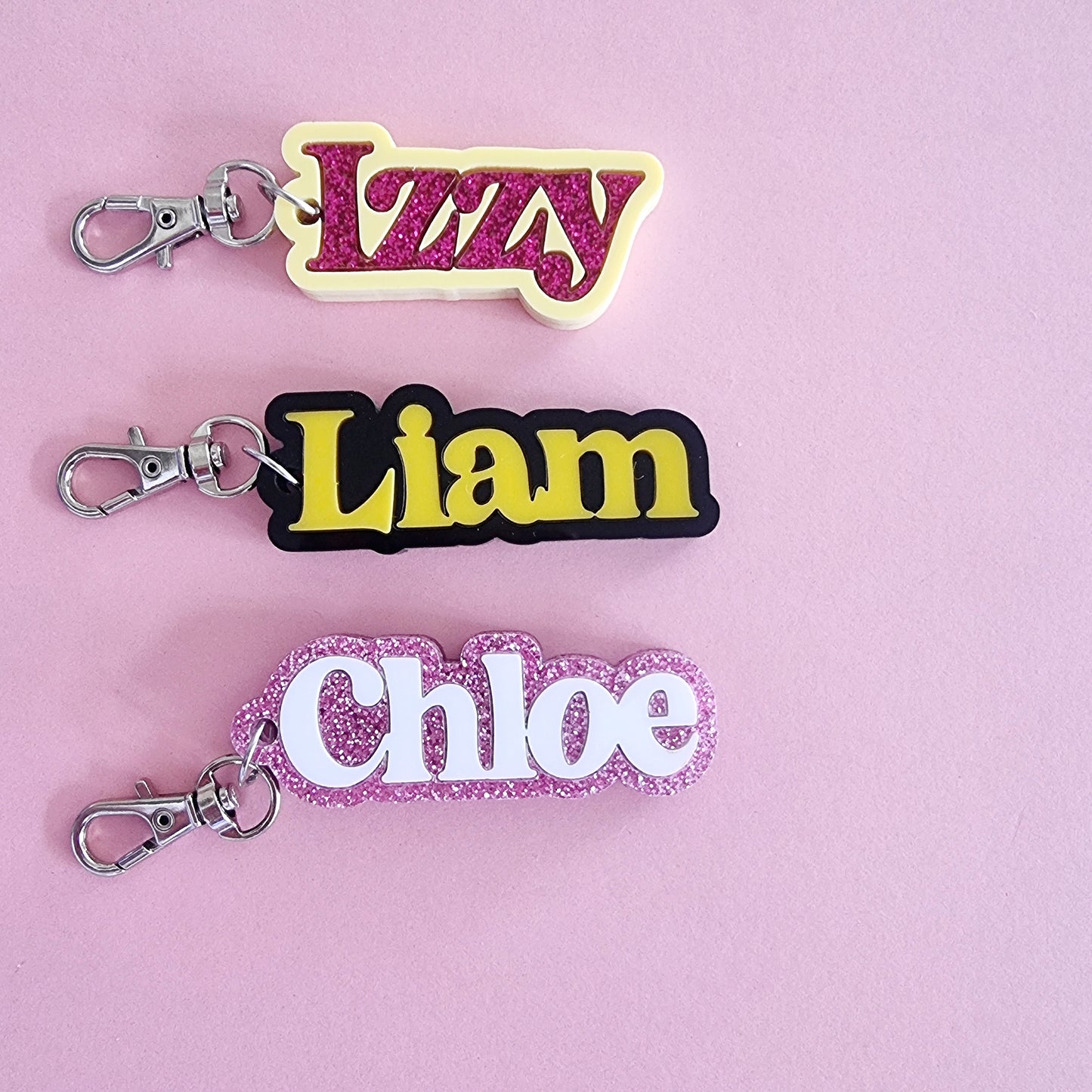 Small Personalised Bag Tag Bold font