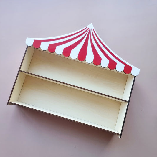 Timber and acrylic Circus tent shelf