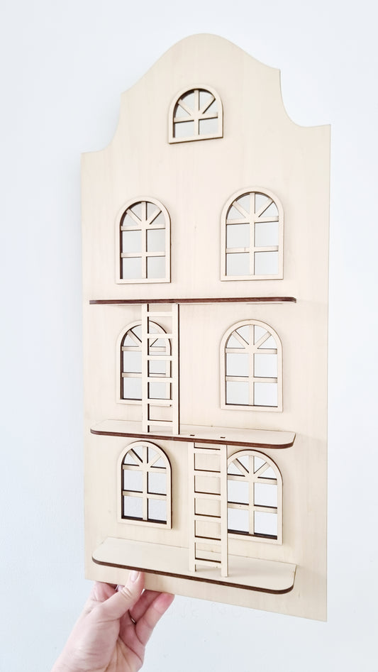 Wooden Tenement house shelf With 2 Ladders