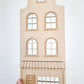 Wooden tenement house with lights
