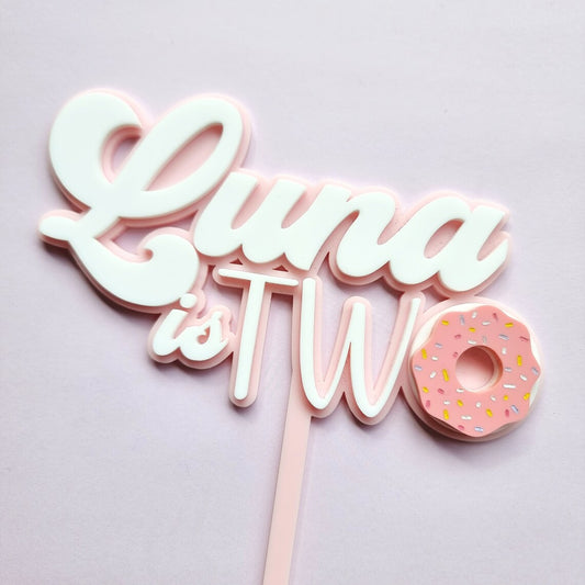 Personailsed 2 layer Acrylic Topper With Donut
