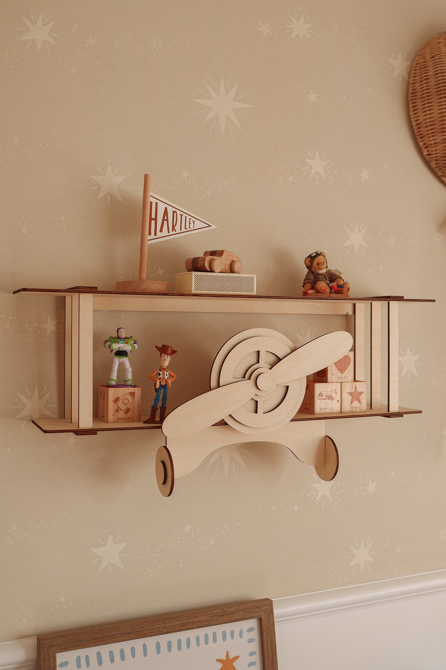 Wooden Airplane Shelf