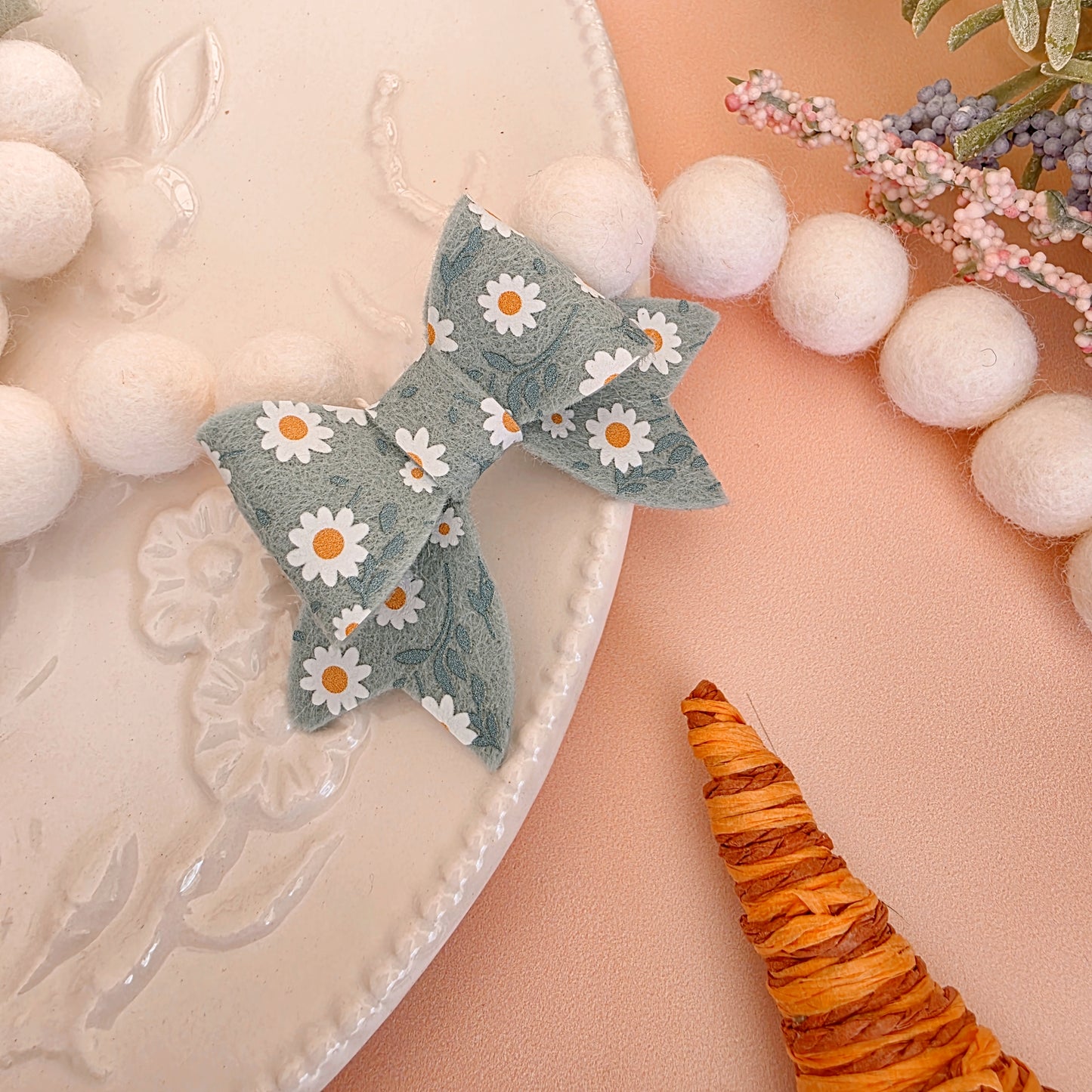 Easter Bow Felt Ball Garland 1 metre