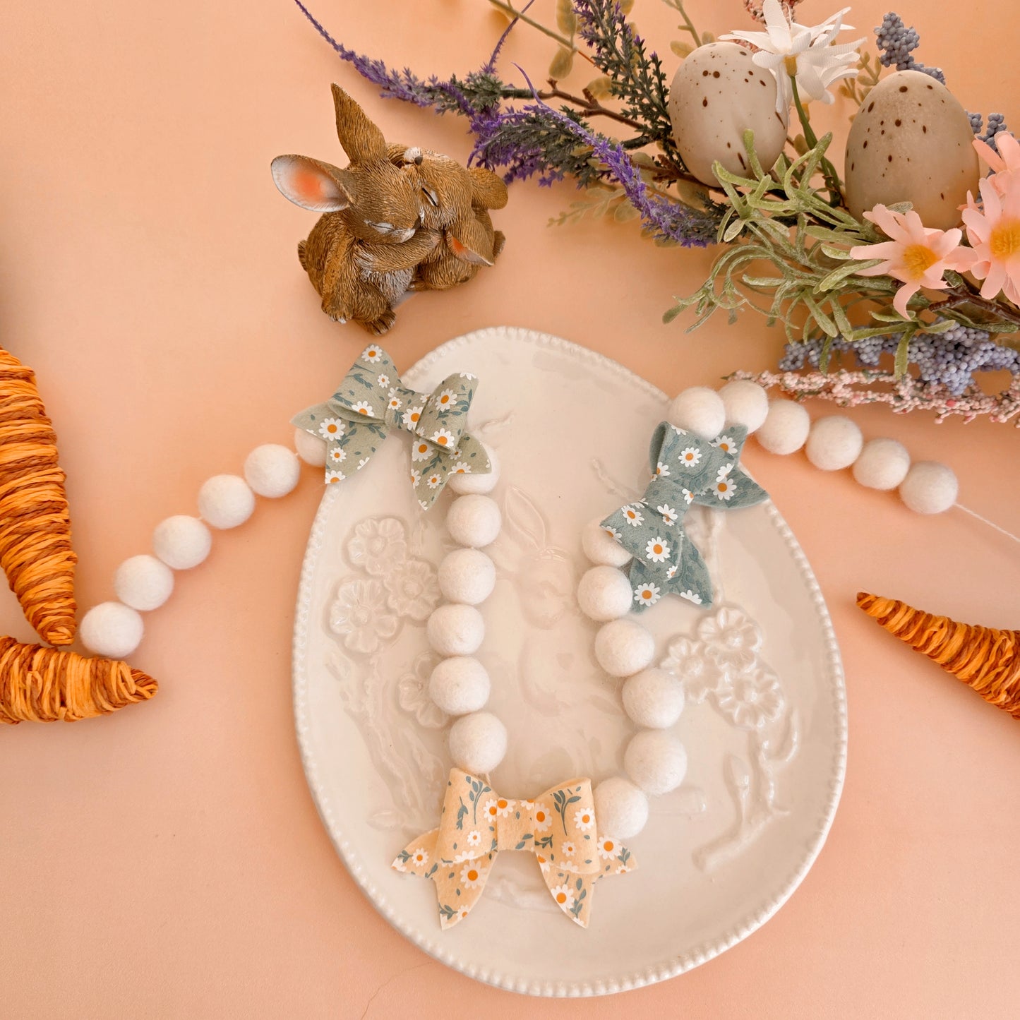 Easter Bow Felt Ball Garland 1 metre