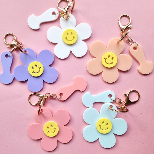 Acrylic Daisy Key Rings with trolley token option