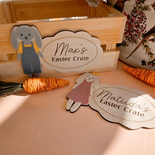 Interchangeable Personalised Easter crate Sign (with or without crate)