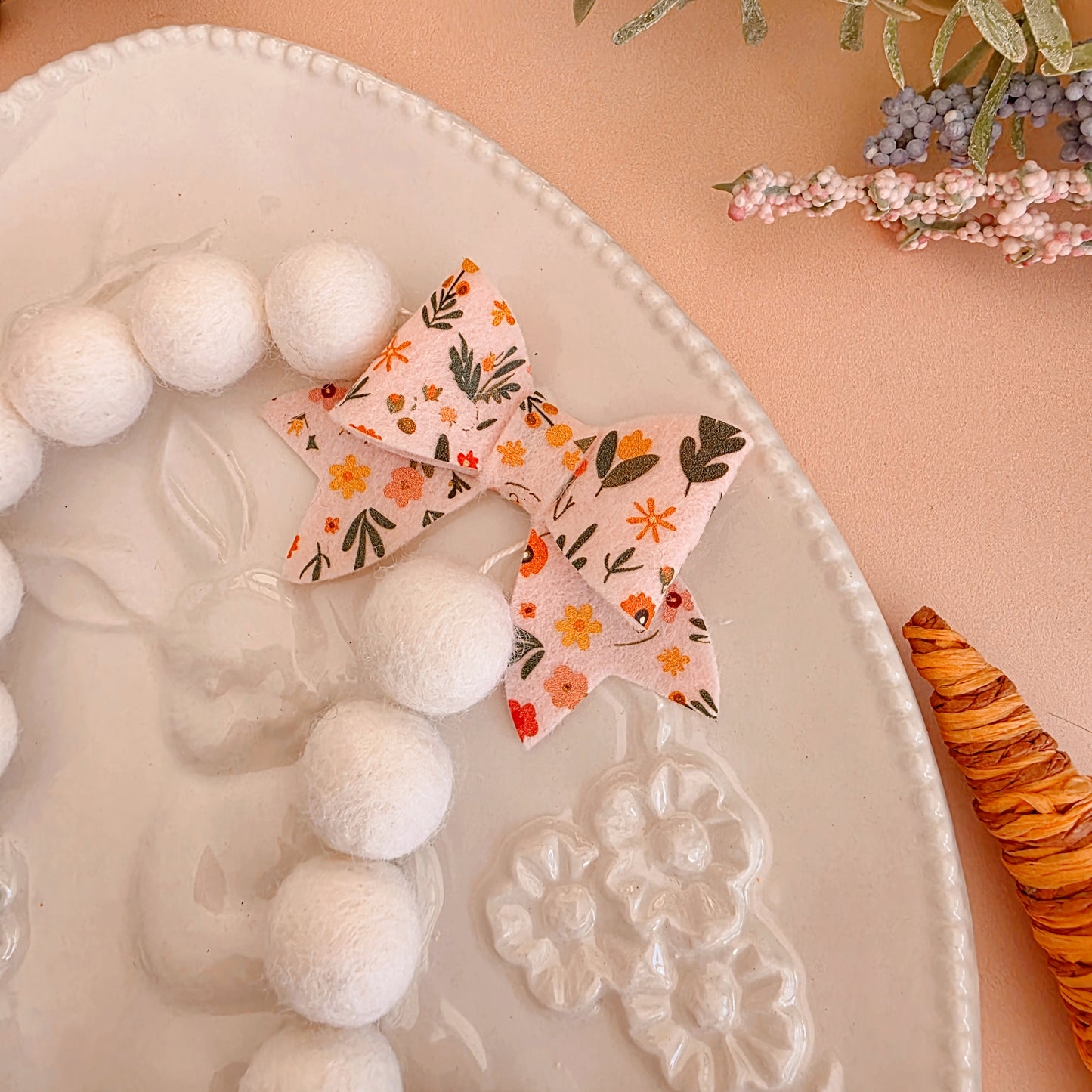 Easter Bow Felt Ball Garland 1 metre