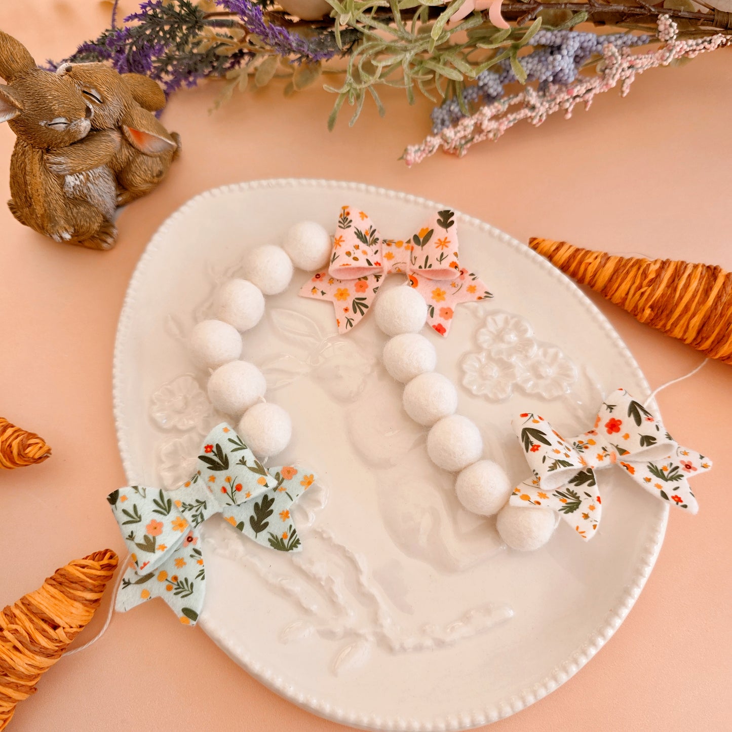 Easter Bow Felt Ball Garland 1 metre