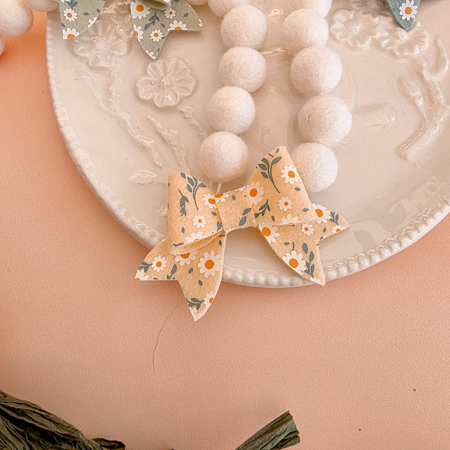 Easter Bow Felt Ball Garland 1 metre