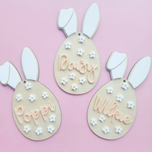 Bunny easter egg tag, with or without daisies
