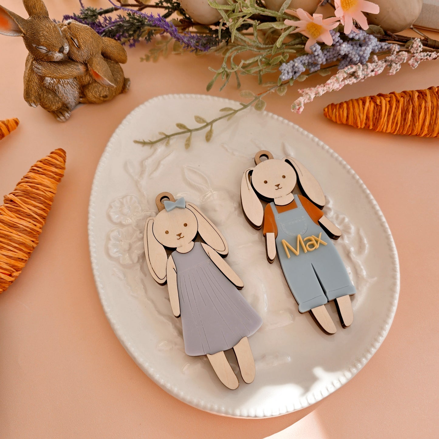 Personalised Bunny Acrylic Easter Basket Tag