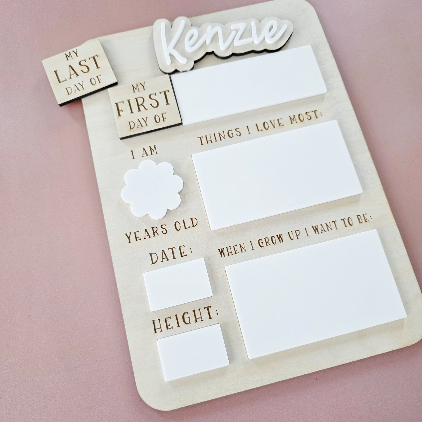 New Personalised Interchangeable First/Last Day of school board