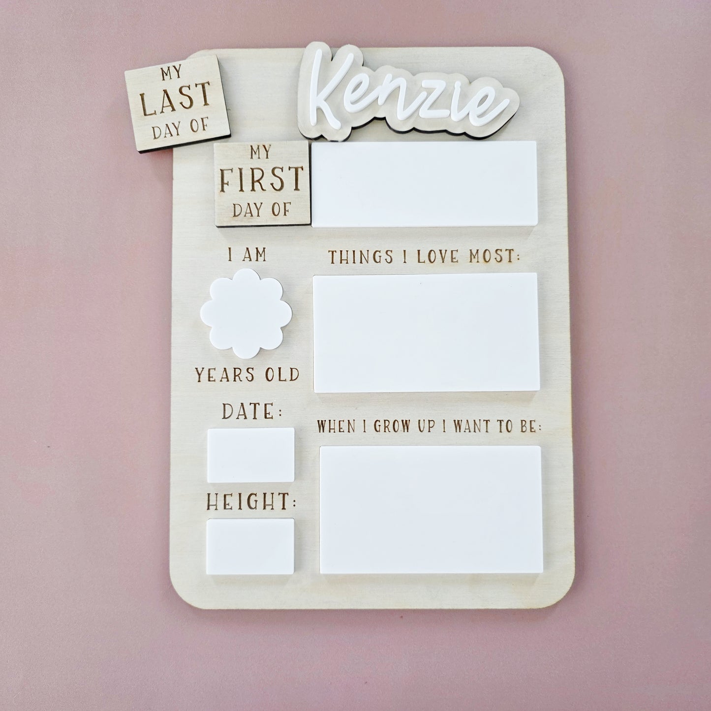 New Personalised Interchangeable First/Last Day of school board