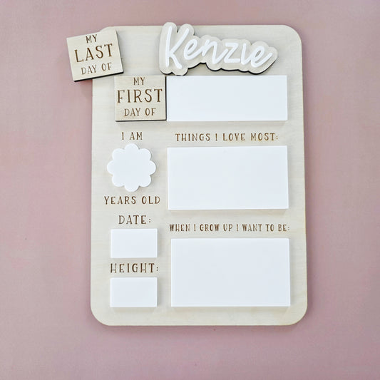 New Personalised Interchangeable First/Last Day of school board