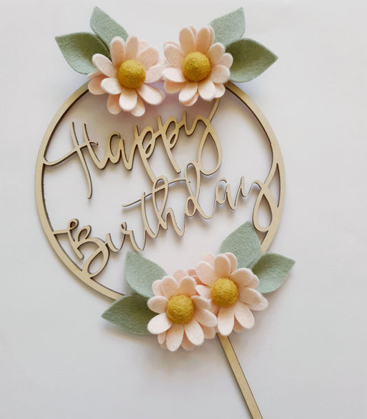 "Happy Birthday" Daisies Cake Topper