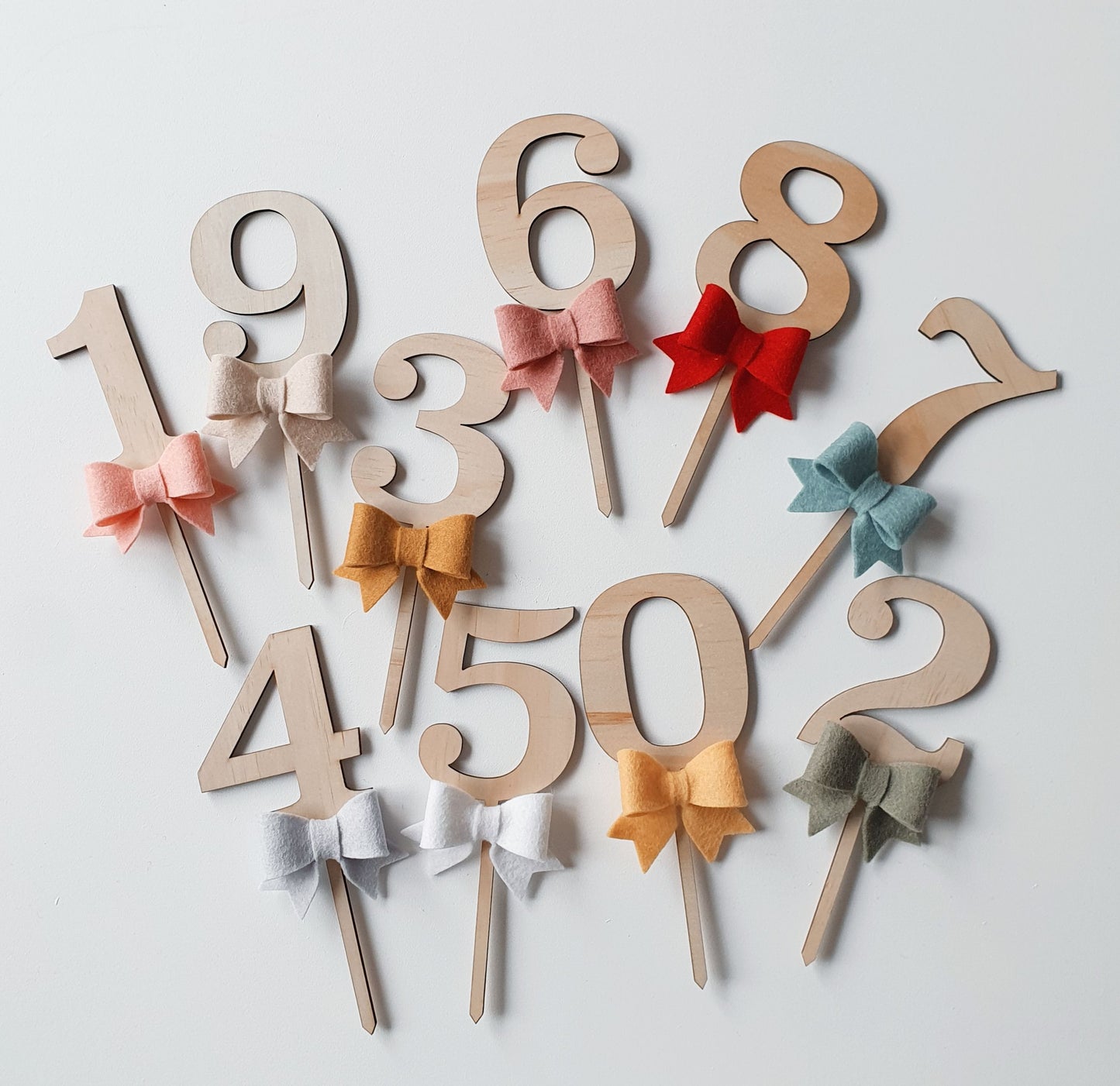 Bow Number Cake Topper 0 - 9