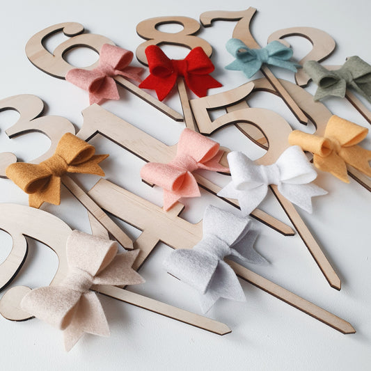 Bow Number Cake Topper 0 - 9