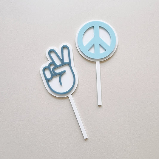 Acrylic Peace Sign Cake Toppers