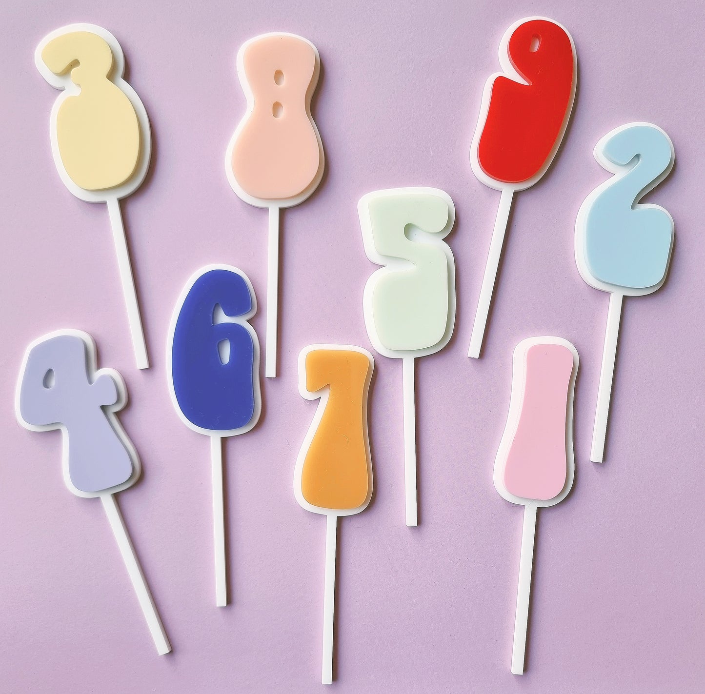 Acrylic 3d Retro Number Cake Topper 0 - 9