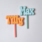 Personailsed retro 2 layer name topper/plant stake