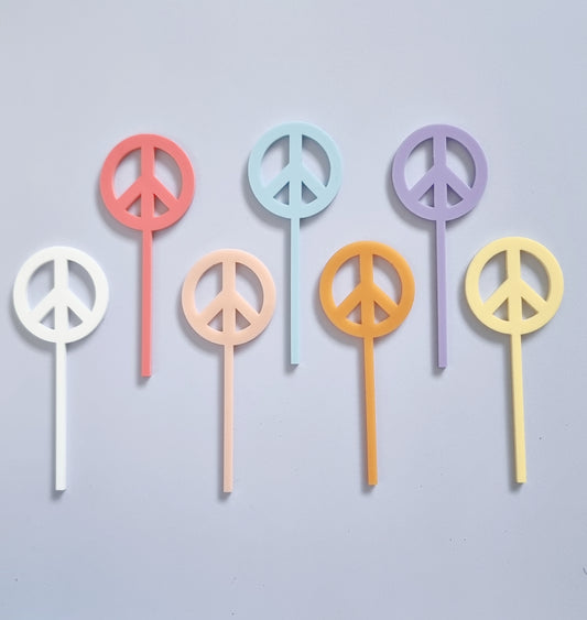 Peace Sign Symbol Cake Pick