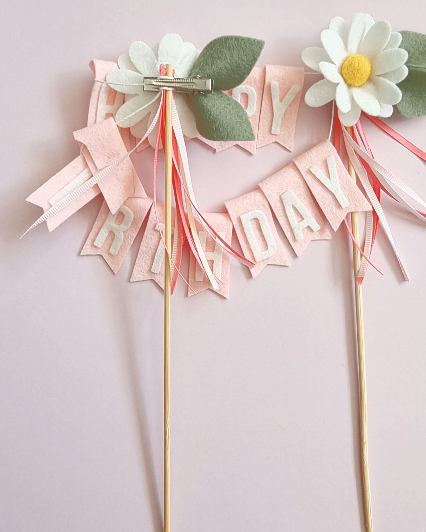 Pretty In Pink Daisy Clip Cake Topper