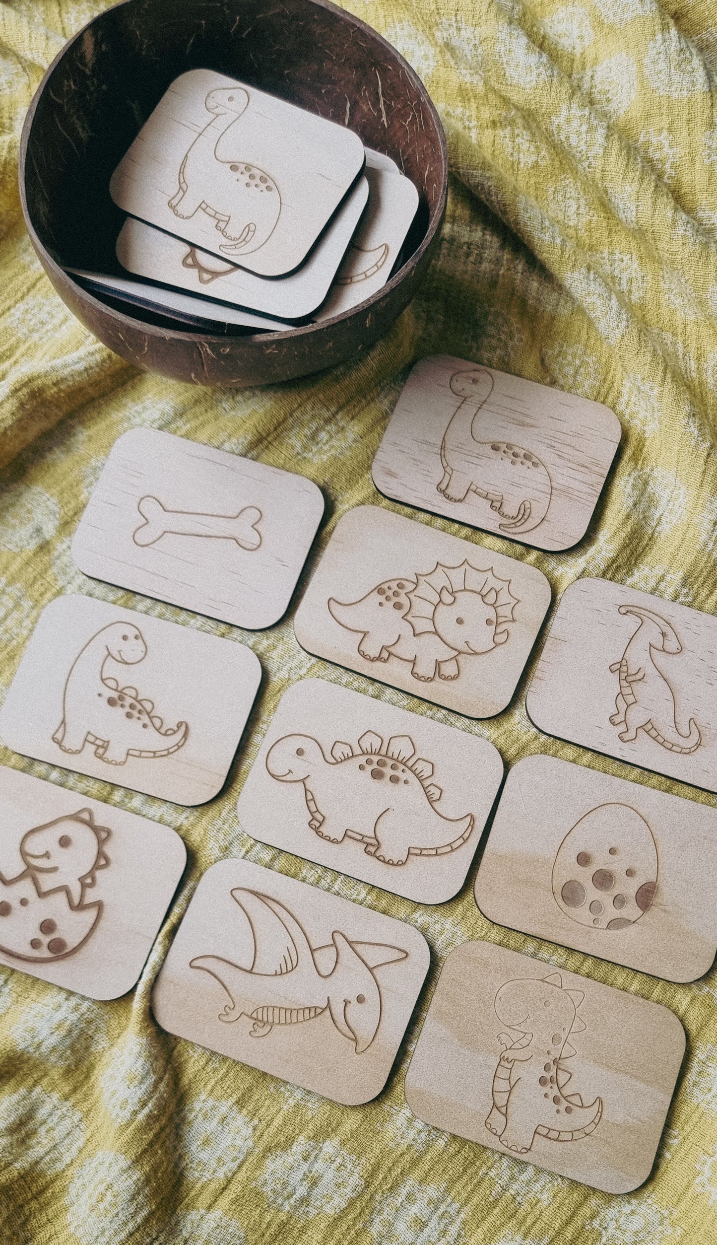 Wooden Memory Match Game ~ Dinosaurs