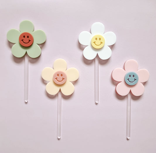 3 layer Acrylic Daisy Cake Toppers/Plant Stakes