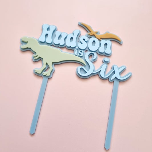 Personailsed 2 layer Acrylic Topper with Dinosaurs