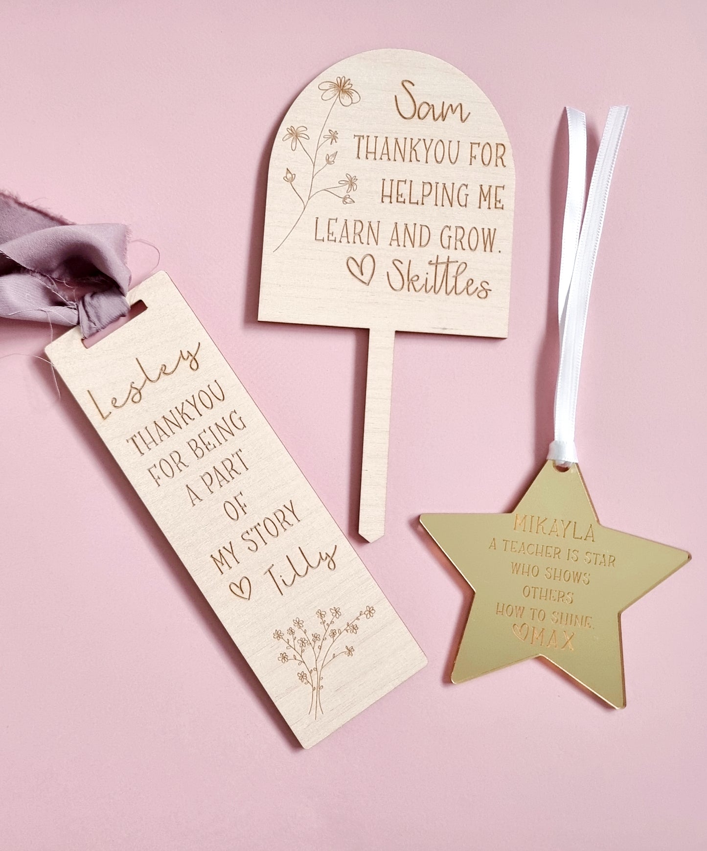 Wooden engraved Teacher Bookmark