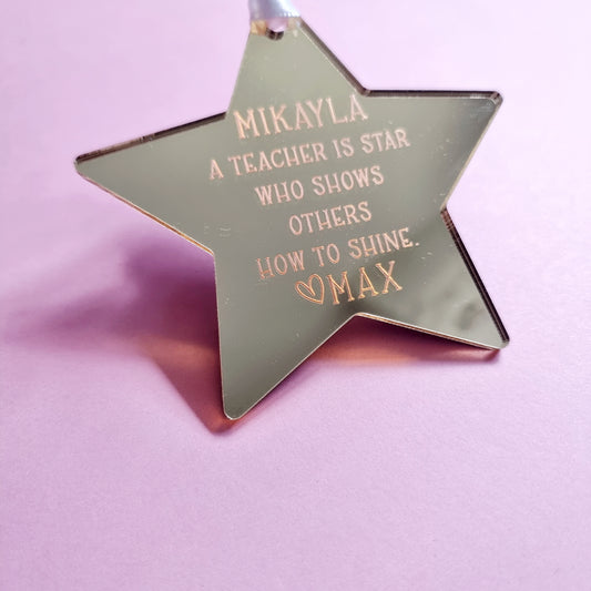 Engraved Teacher Star Gift Tag