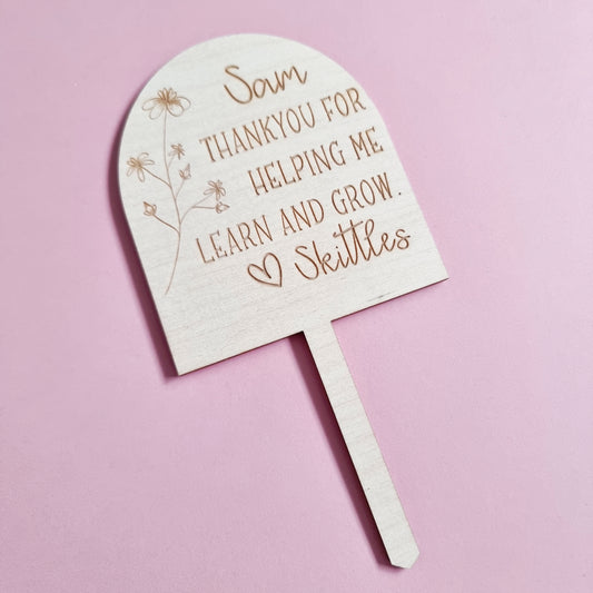 Engraved Teacher Gift Plant Stake