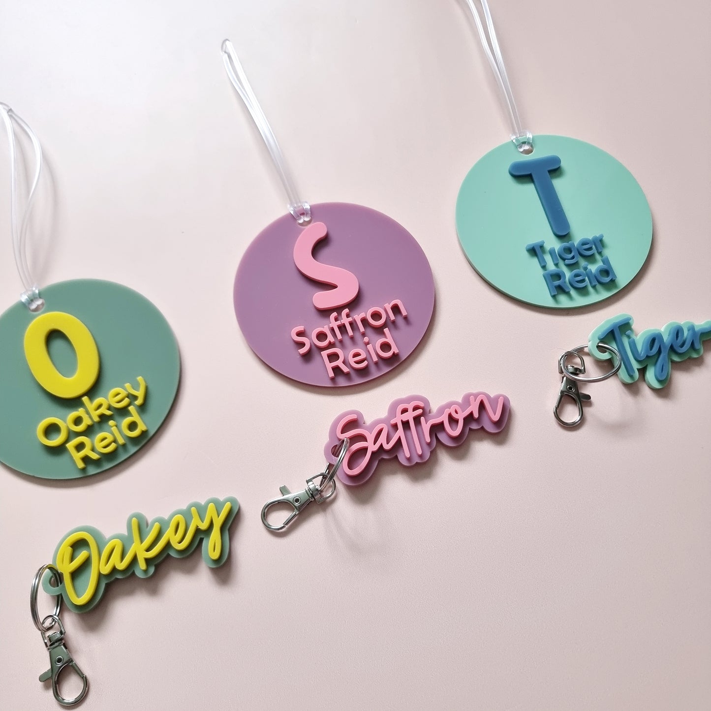 Round School Bag Tag~ Initial