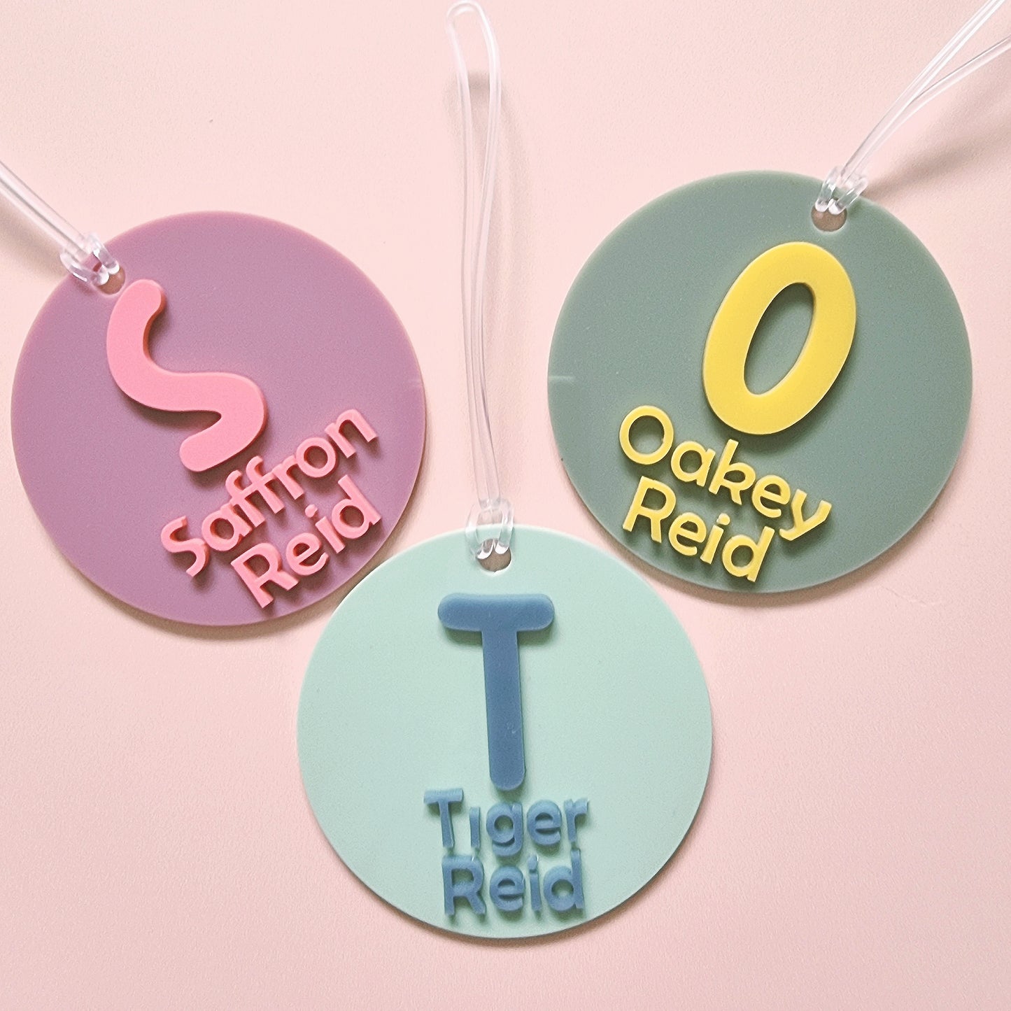 Round School Bag Tag~ Initial