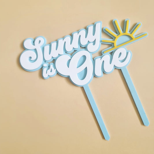 Personailsed 2 layer Retro Font Acrylic Topper with Sun