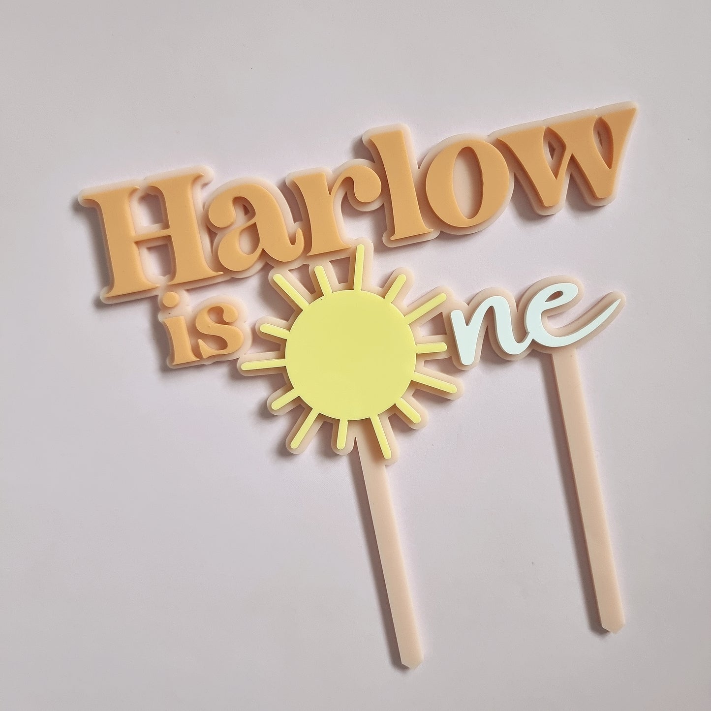 Personailsed 2 layer Acrylic Topper with Sun