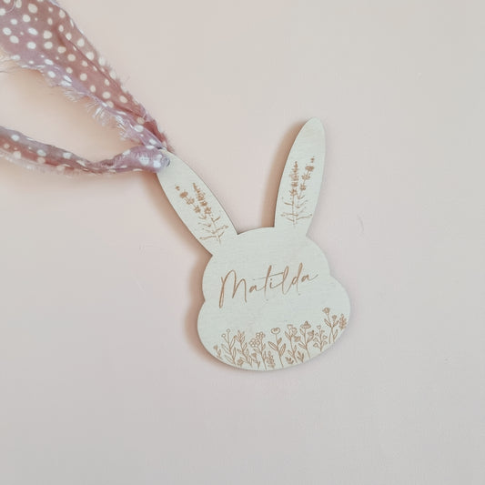 Floral Bunny Easter Bag Tag